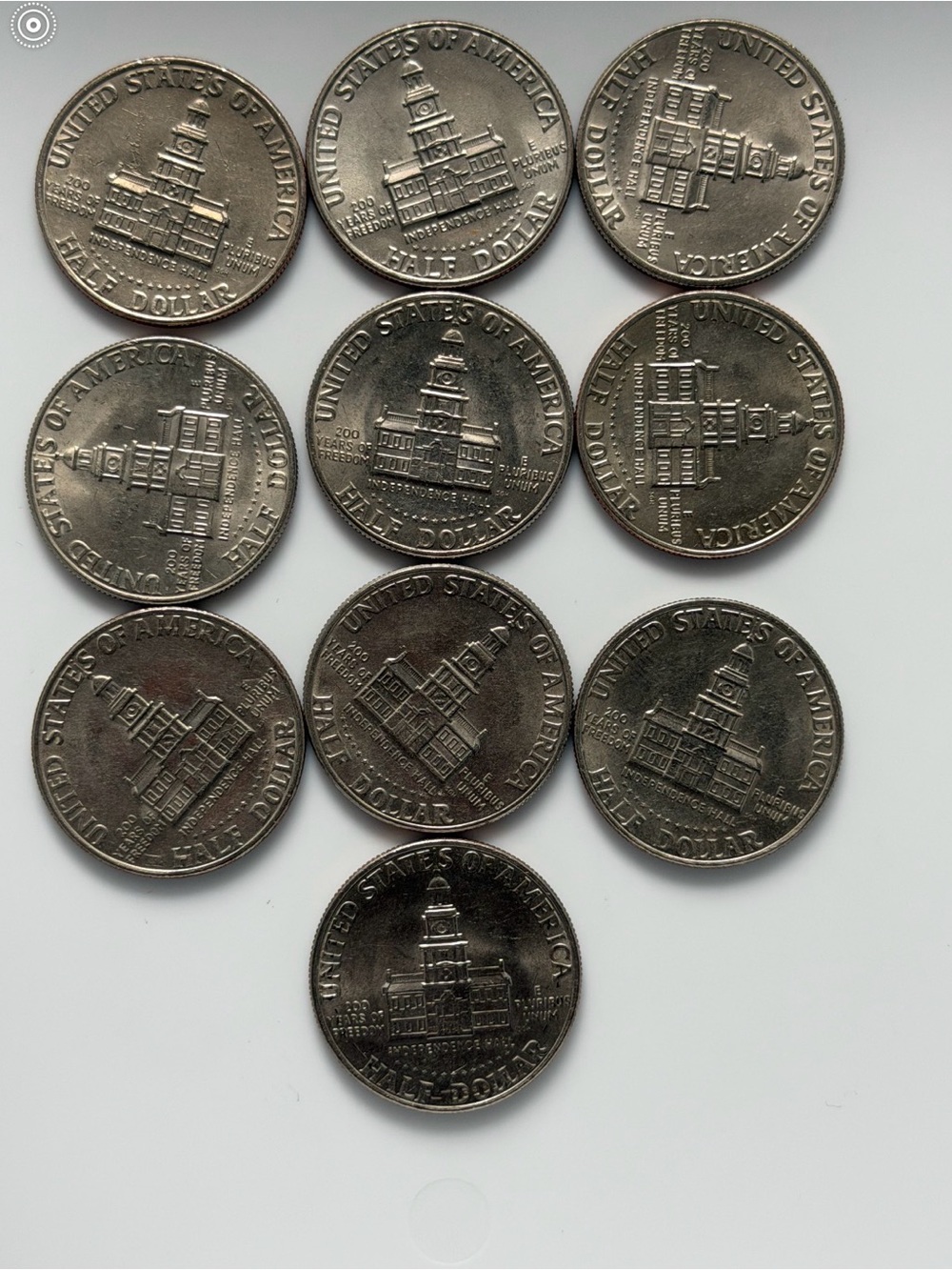 Set of 10 1980 Kennedy Half Dollar Coins - Silver Tone - Picture 2 of 2